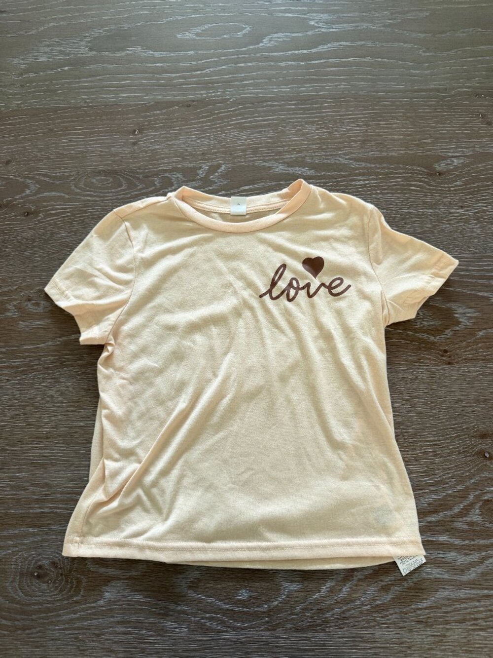 Girls SHEIN yellow/brown love short sleeve t-shirt tee top size 10Y